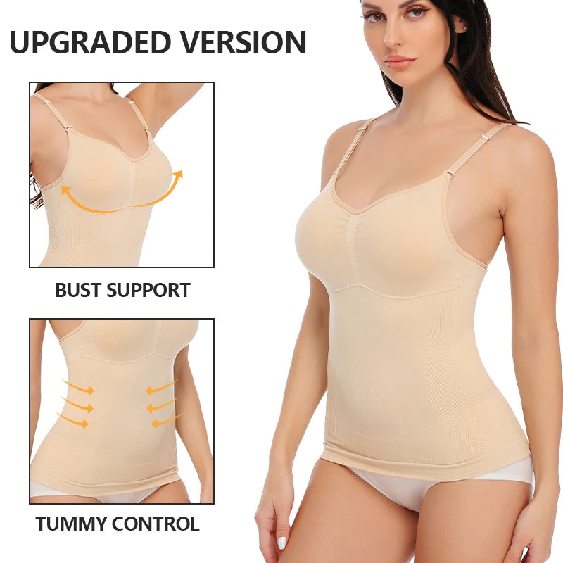 Body Shaper Soft New Slimming Tank Removable Pad Cami Tank Top Comfortable Plus Size Women Shapewear Padded Vest Dropship