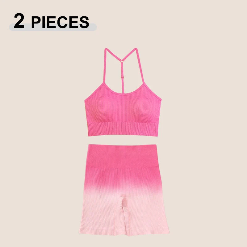 2-Piece Seamless Workout Set for Women – High Waist Gym Leggings & Sports Bra Activewear