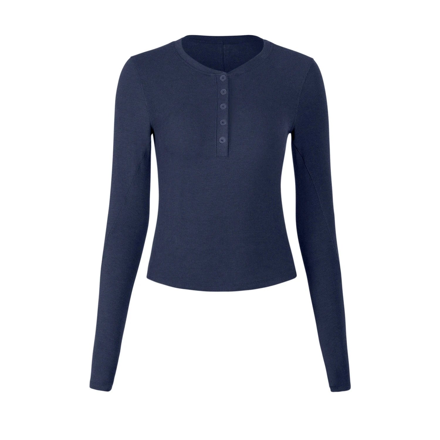Women’s Henley Sports Top – Long Sleeve Yoga & Running Training Shirt, Stretch Fitness Activewear
