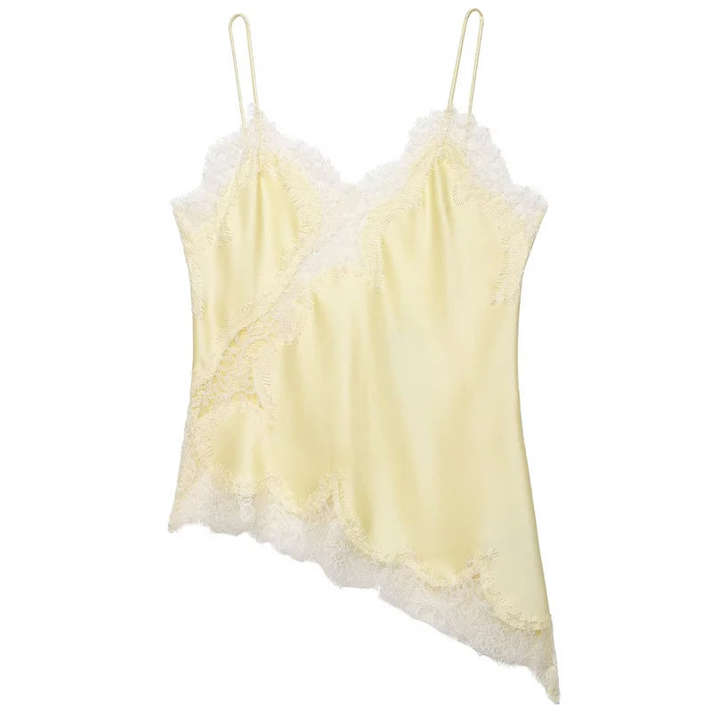 Woman Asymmetrical Slip Top Women's Lace Tanks & Camis Chic Y2K Camisole