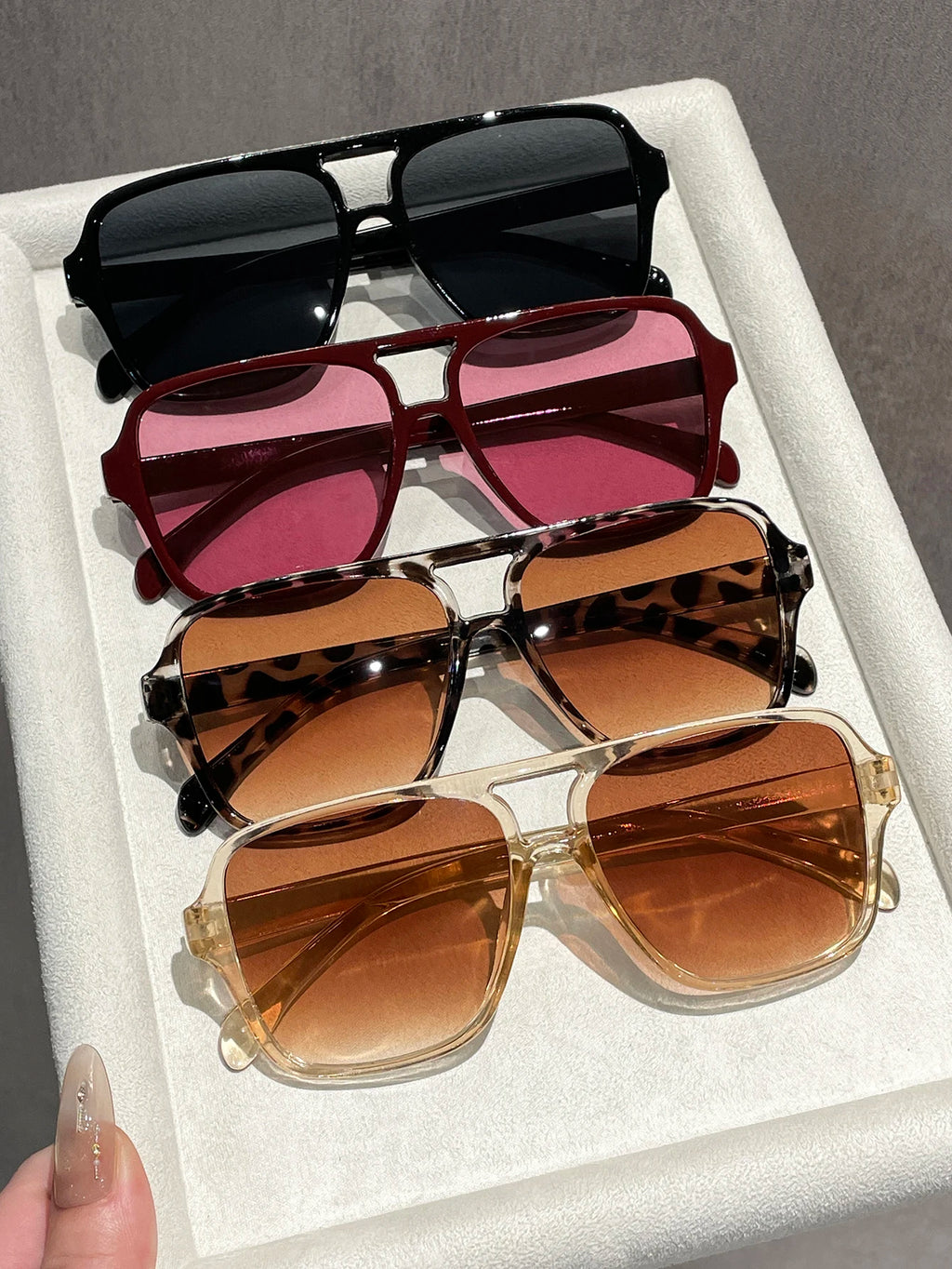 4PCS Classic Pilot Sunglasses Vintage Double Bridge Aviator Sun Shades for Women & Men