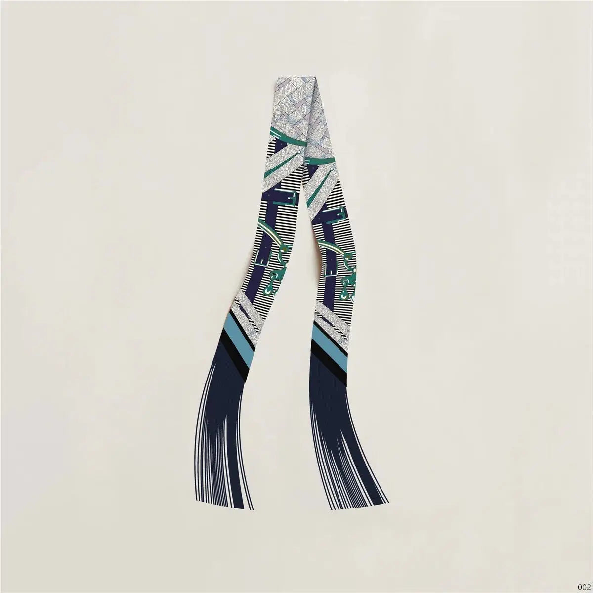Women's Satin Silk Feel Twilly Fringe Scarf – Tassel Print Scarf Ribbon, Bag Handle Wrap & Neck Scarf