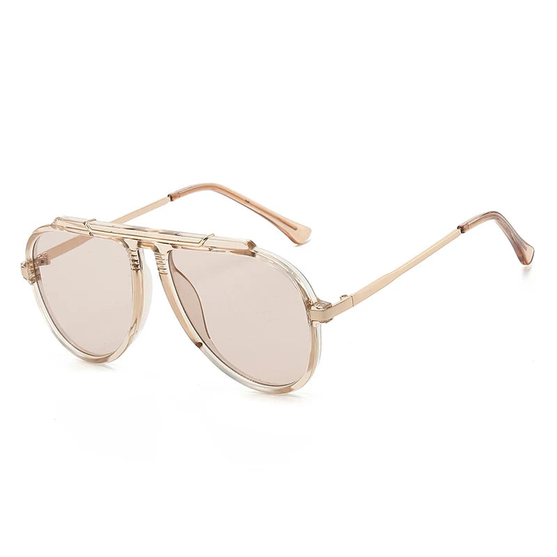Oversized Pilot Sunglasses – Vintage Gradient UV400 Shades, Fashion Eyewear for Women & Men