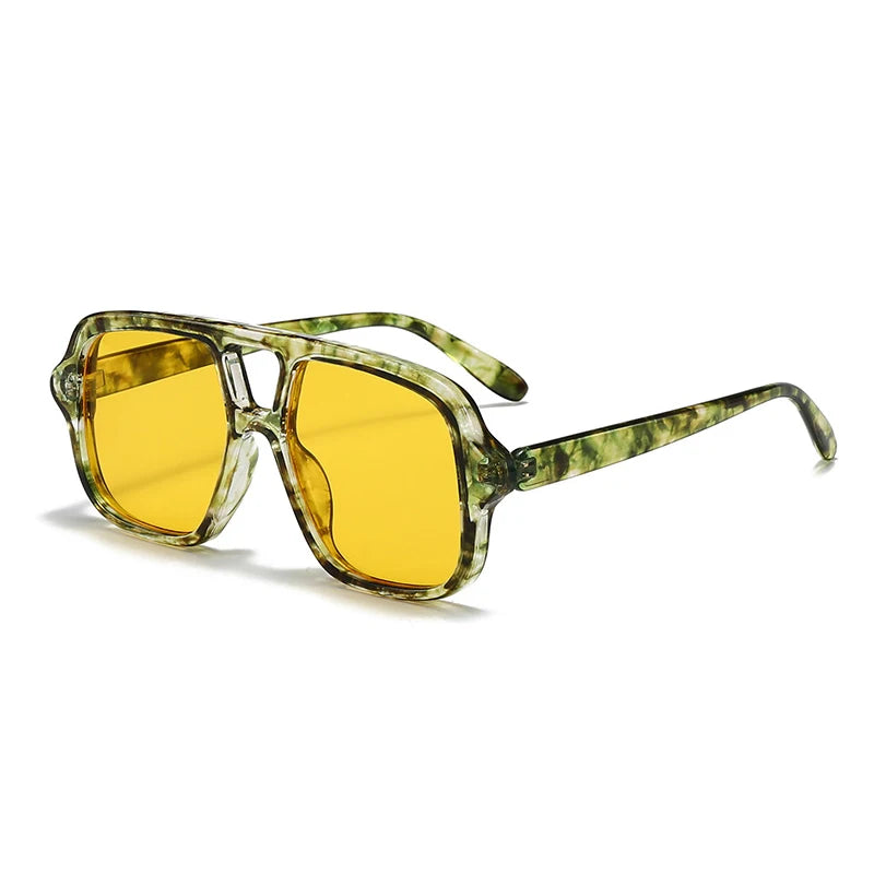 Vintage Square Double Bridge Sunglasses – Style UV400 Fashion Shades for Men & Women