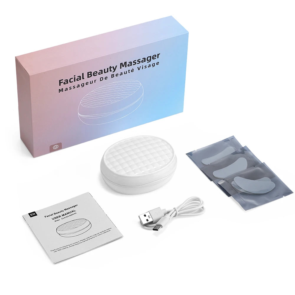 LED Rechargeable Eye Massager with Red Light Therapy – Microcurrent Under Eye Care Device for Puffiness & Tired-Looking Eyes
