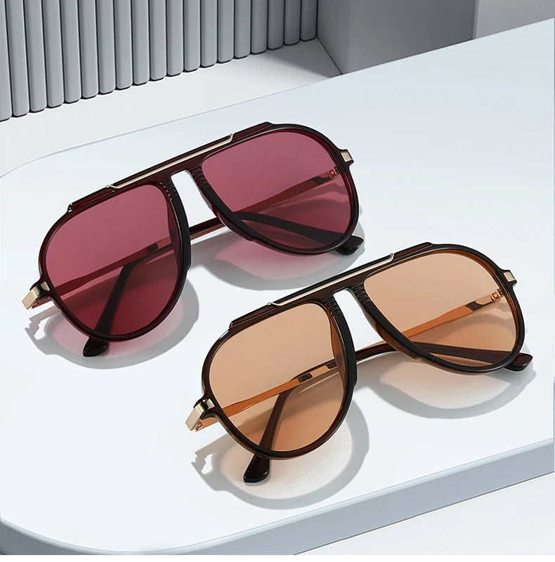 Oversized Pilot Sunglasses – Vintage Gradient UV400 Shades, Fashion Eyewear for Women & Men
