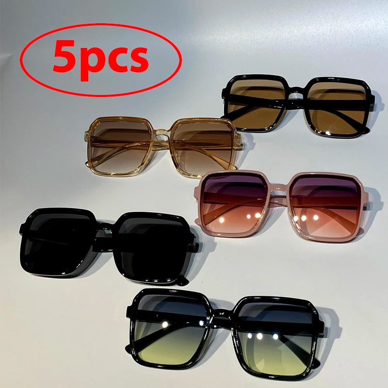 5PCS Oversized Square Sunglasses Fashion Streetwear UV400 Shades for Women & Men
