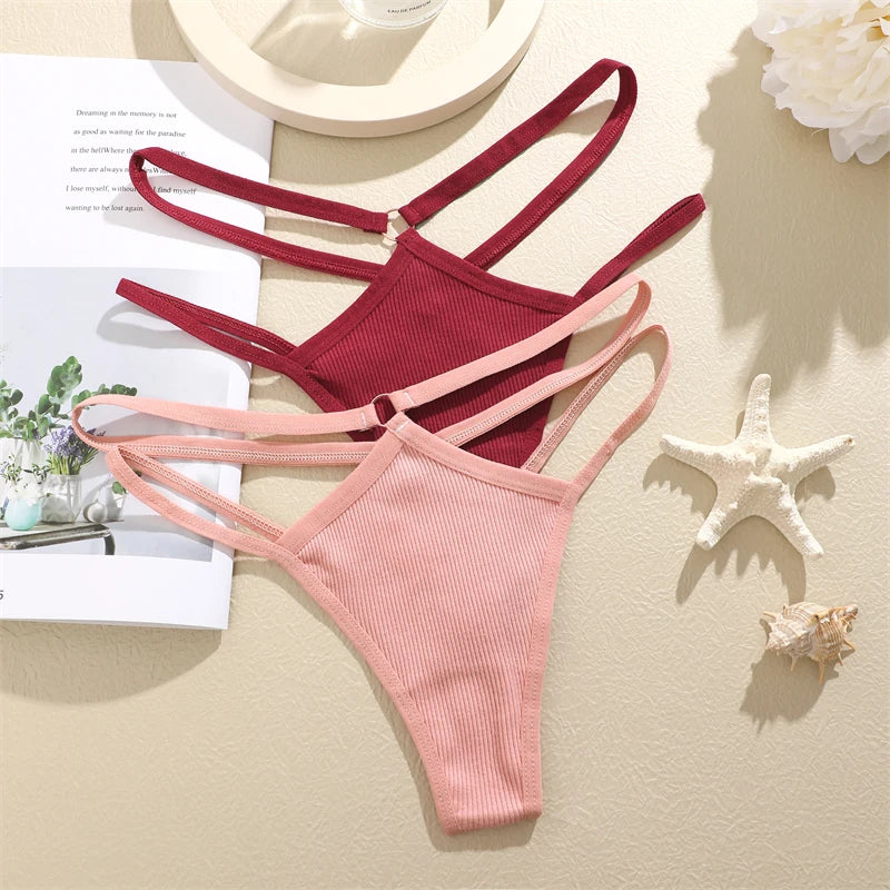 4-Pack Women's Cotton Thongs – Low Rise Breathable Stretch Panties, Everyday Comfort Underwear