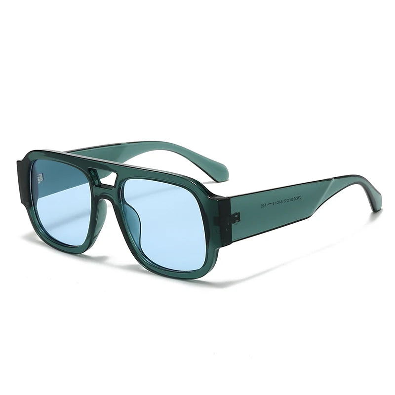 4 Sets Oversized Square Sunglasses Double Bridge Candy Color Fashion Outdoor Shades for Women & Men