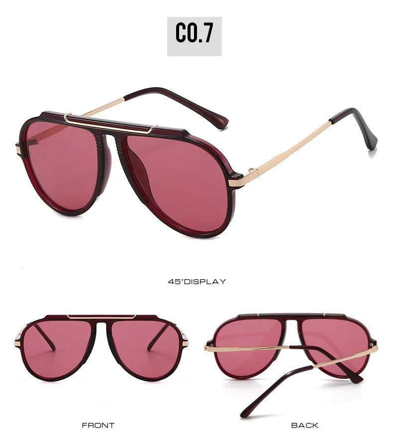 Oversized Pilot Sunglasses – Vintage Gradient UV400 Shades, Fashion Eyewear for Women & Men