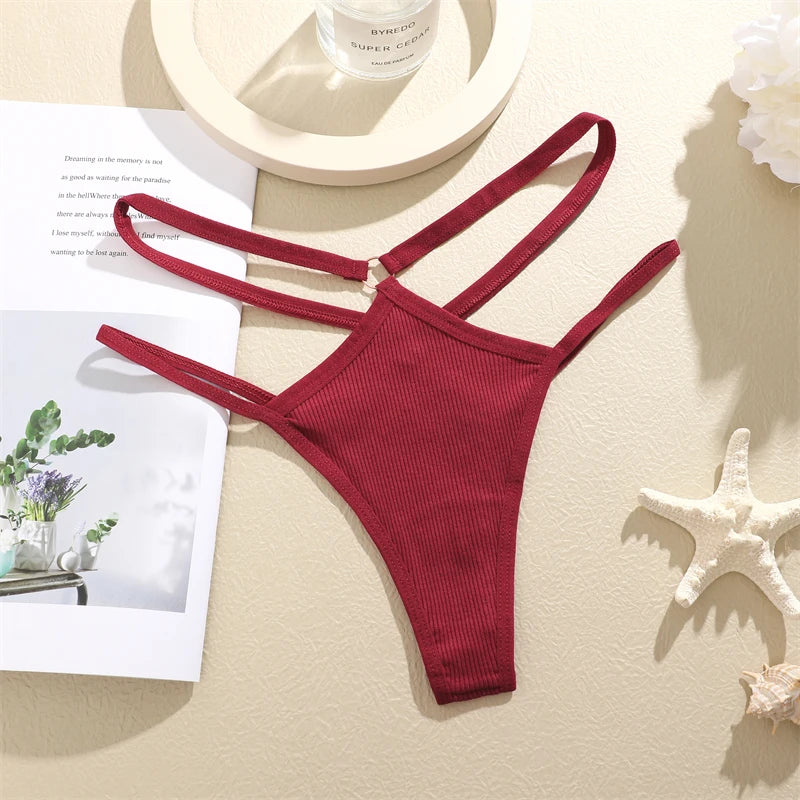 4-Pack Women's Cotton Thongs – Low Rise Breathable Stretch Panties, Everyday Comfort Underwear