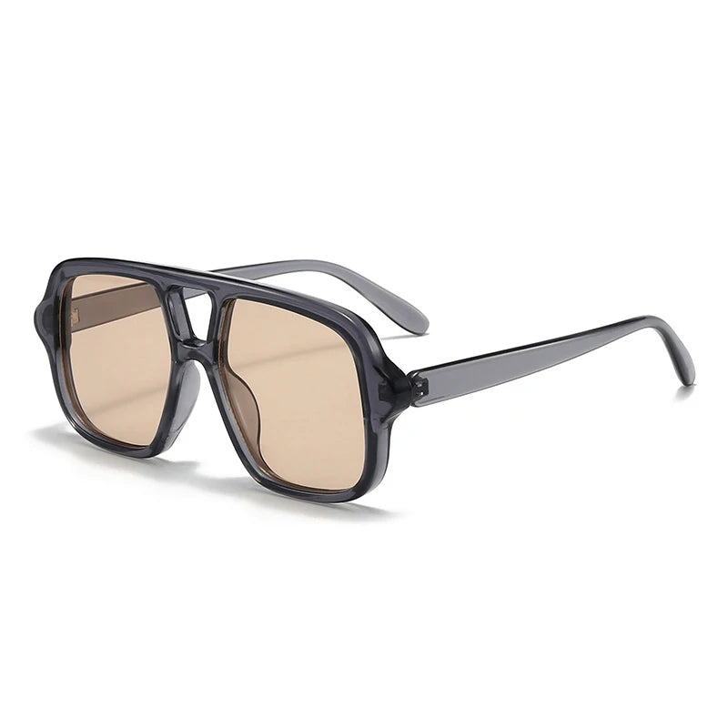 Vintage Square Double Bridge Sunglasses – Style UV400 Fashion Shades for Men & Women