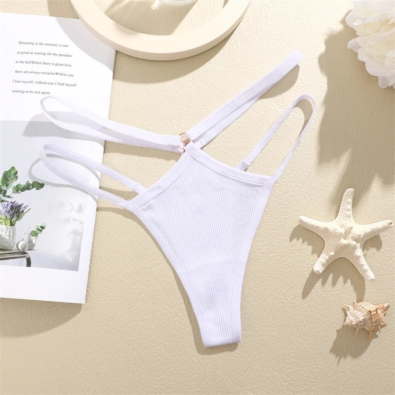 4-Pack Women's Cotton Thongs – Low Rise Breathable Stretch Panties, Everyday Comfort Underwear