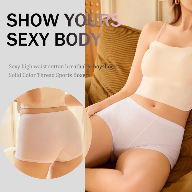 7Pcs Seamless Cotton Women Boyshort Underwear Set S–XXL – High Waist Soft Stretch Cozy Breathable Everyday Panties