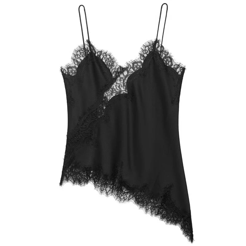 Woman Asymmetrical Slip Top Women's Lace Tanks & Camis Chic Y2K Camisole