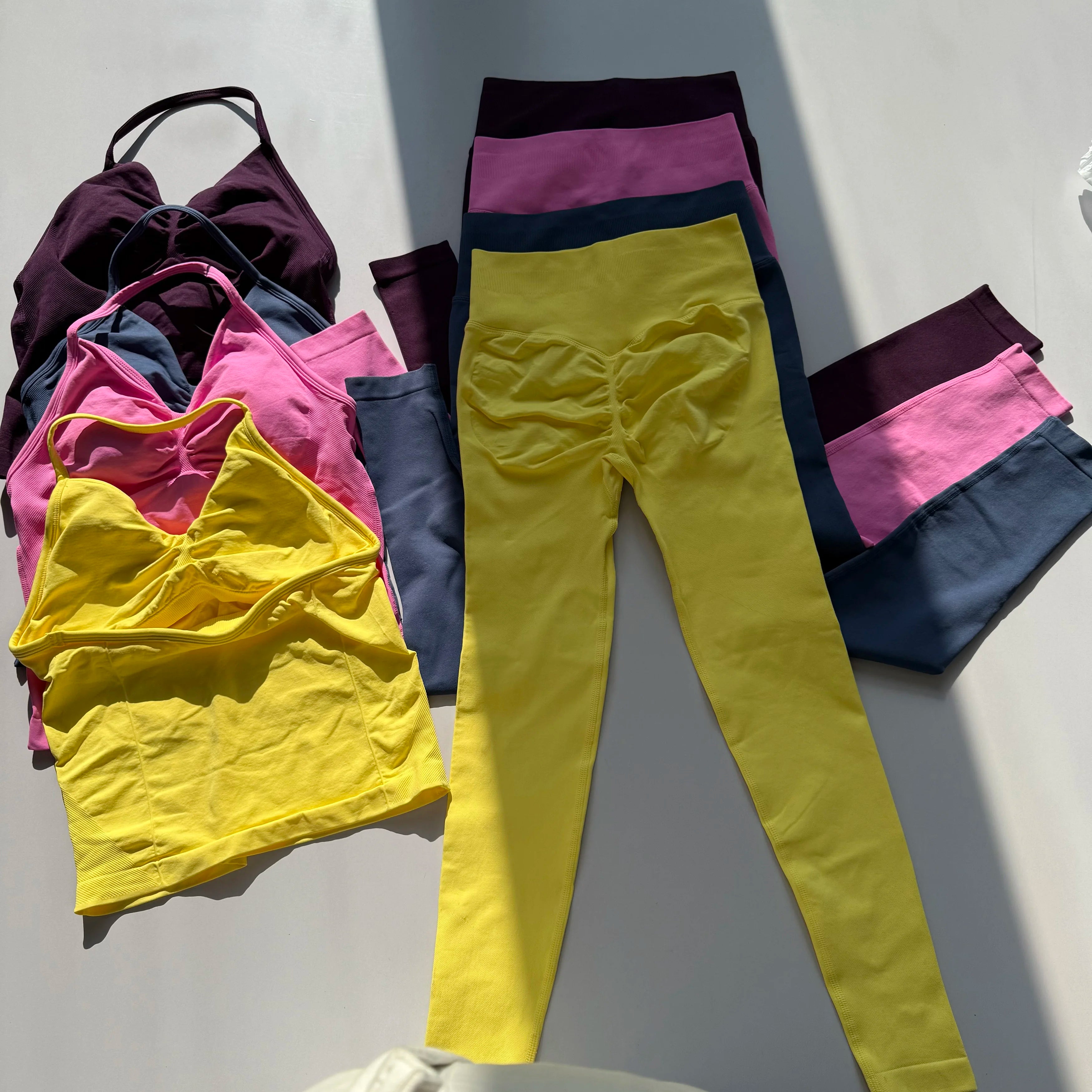Seamless 2PC Workout Set for Women | Strappy Sports Bra + High Waist Sculpt Leggings | TikTok Viral Gym Fit