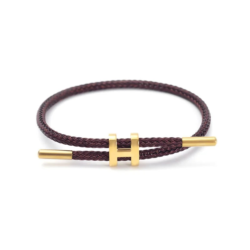 H-Buckle Stainless Steel Rope Bracelet – Unisex Fashion Wristband for Men & Women