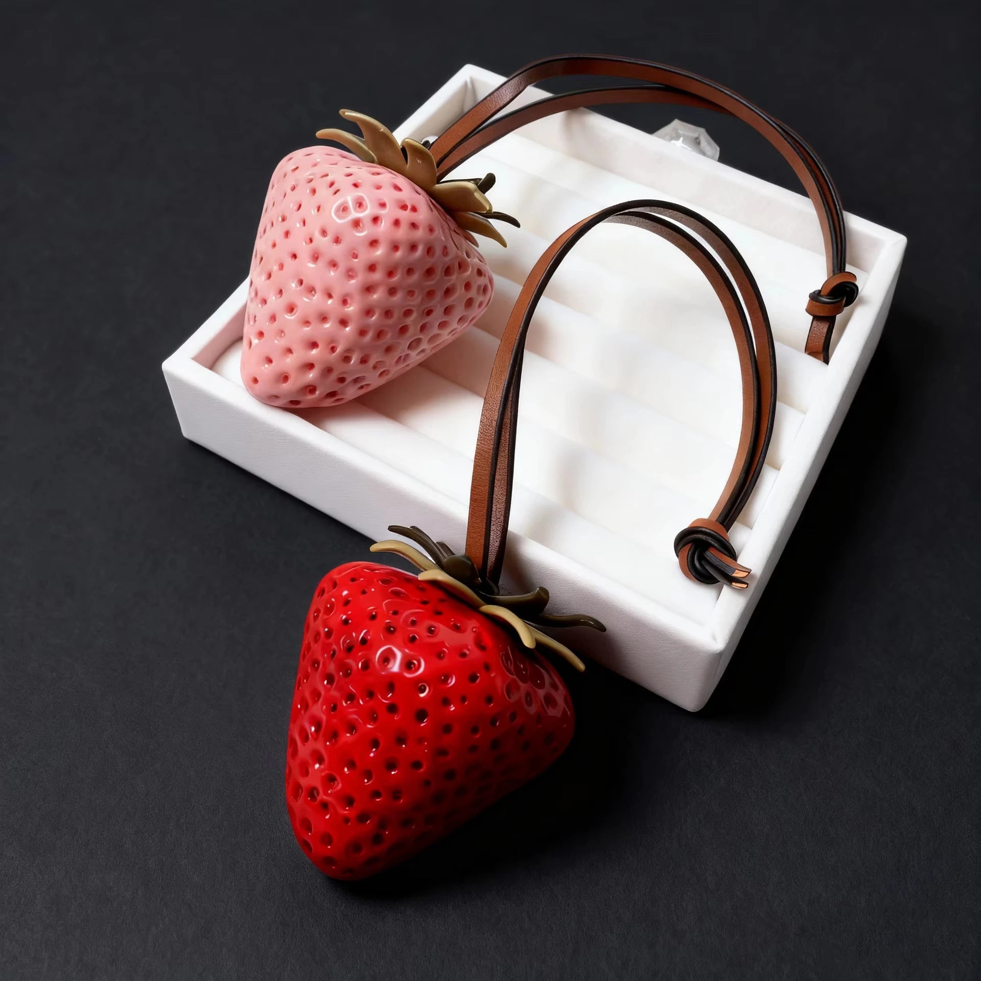 3D Strawberry Resin Keychain – Strawberry Bag Charm, Phone Pendant & Purse Accessory