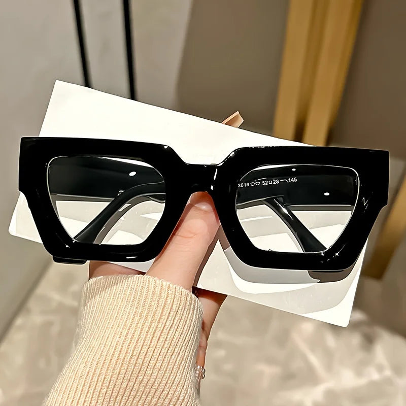 Y2K Oversized Clear Lens Glasses – Print Frame, Blue Light Blocking Fashion Eyewear