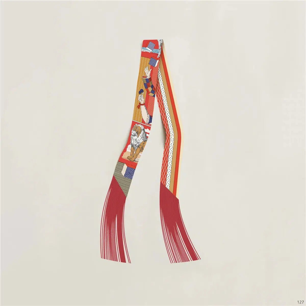 Women's Satin Silk Feel Twilly Fringe Scarf – Tassel Print Scarf Ribbon, Bag Handle Wrap & Neck Scarf