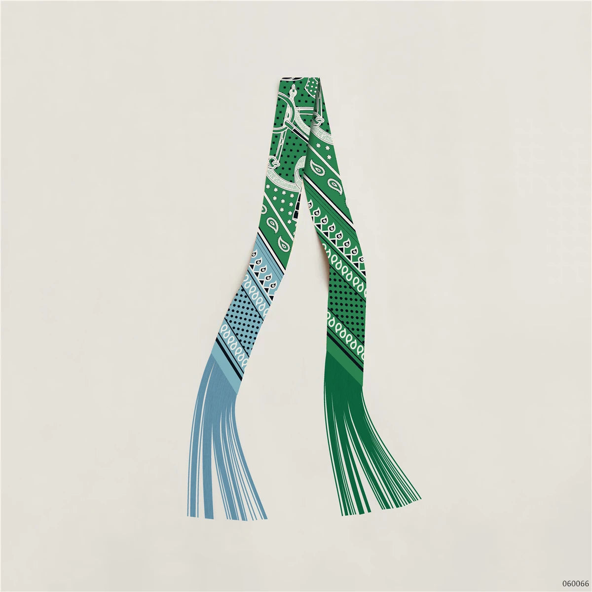 Women's Satin Silk Feel Twilly Fringe Scarf – Tassel Print Scarf Ribbon, Bag Handle Wrap & Neck Scarf