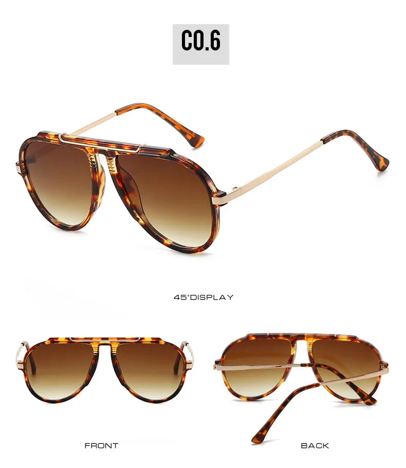 Oversized Pilot Sunglasses – Vintage Gradient UV400 Shades, Fashion Eyewear for Women & Men