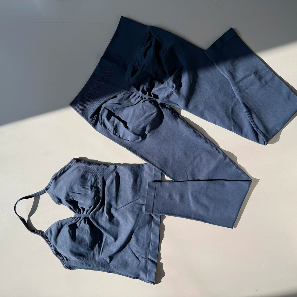 Seamless 2PC Workout Set for Women | Strappy Sports Bra + High Waist Sculpt Leggings | TikTok Viral Gym Fit