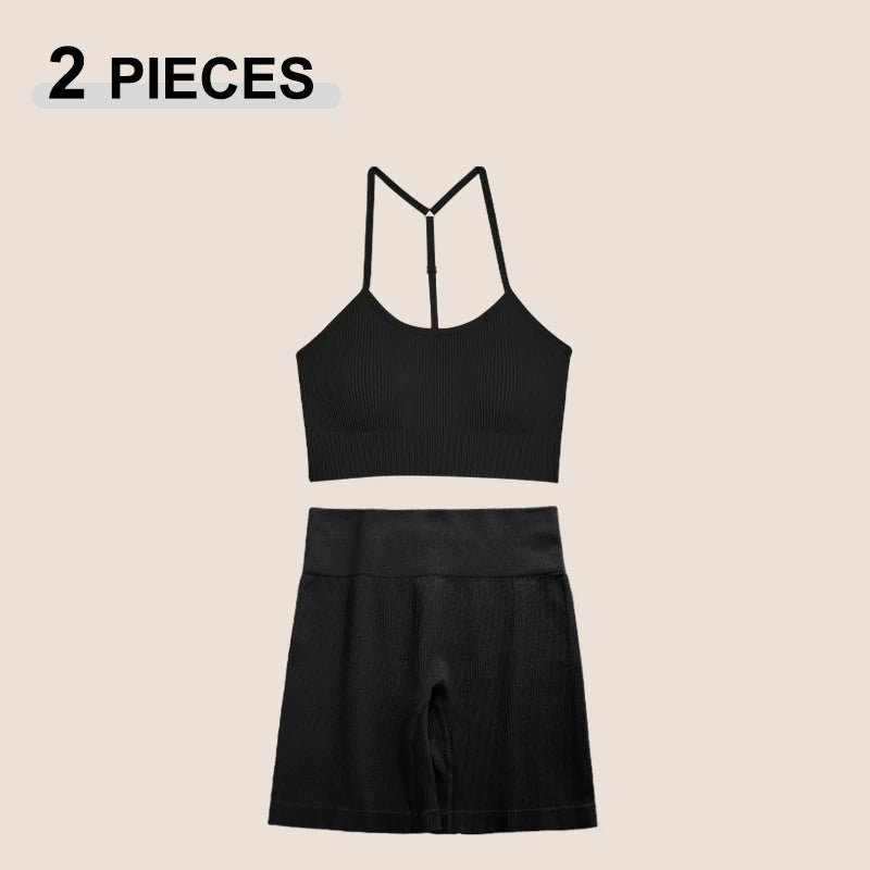 2-Piece Seamless Workout Set for Women – High Waist Gym Leggings & Sports Bra Activewear
