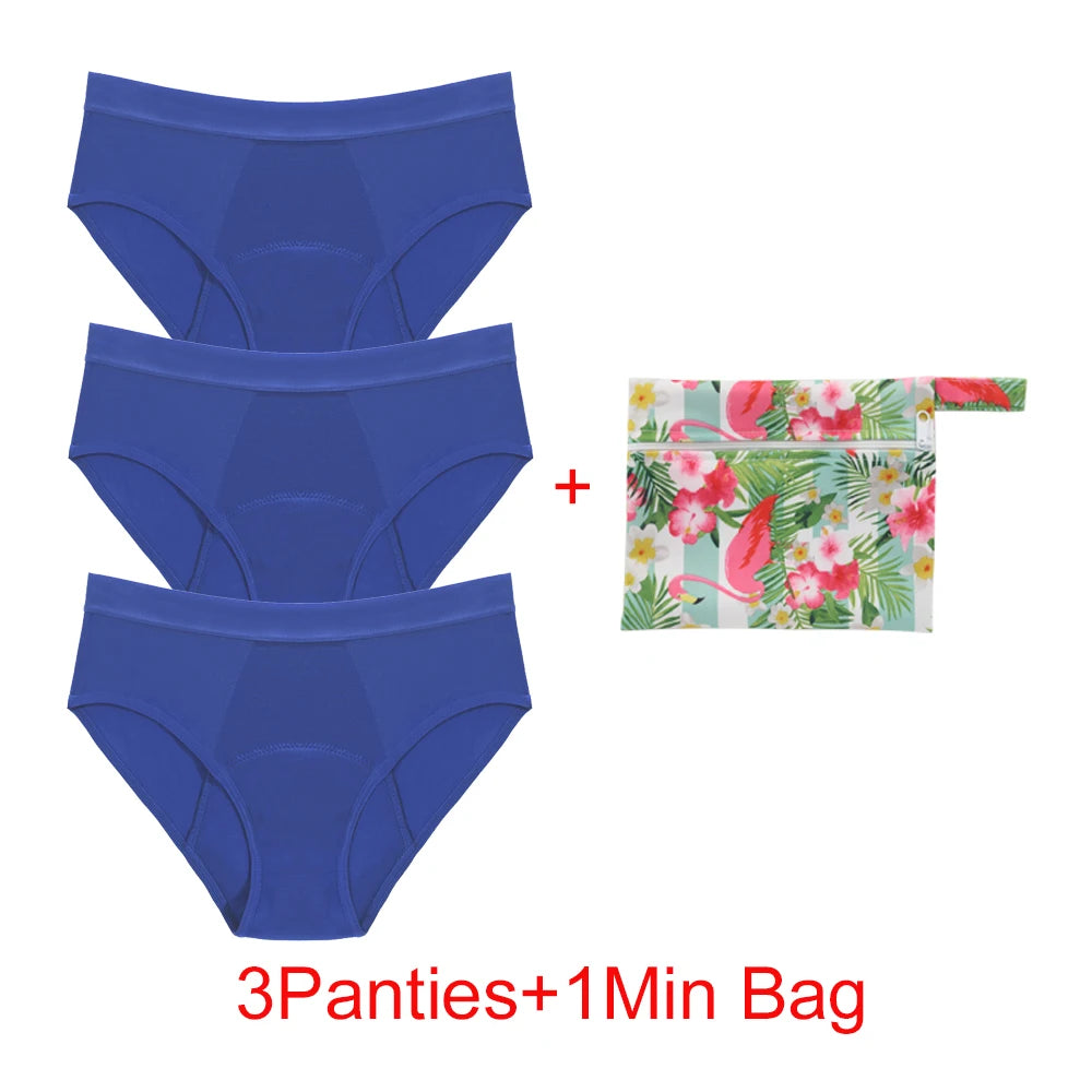 Bamboo Fiber Menstrual Panties Heavy Absorption Leakproof 4-Layer Women Maternity & Postpartum Undies Period Briefs With Bags