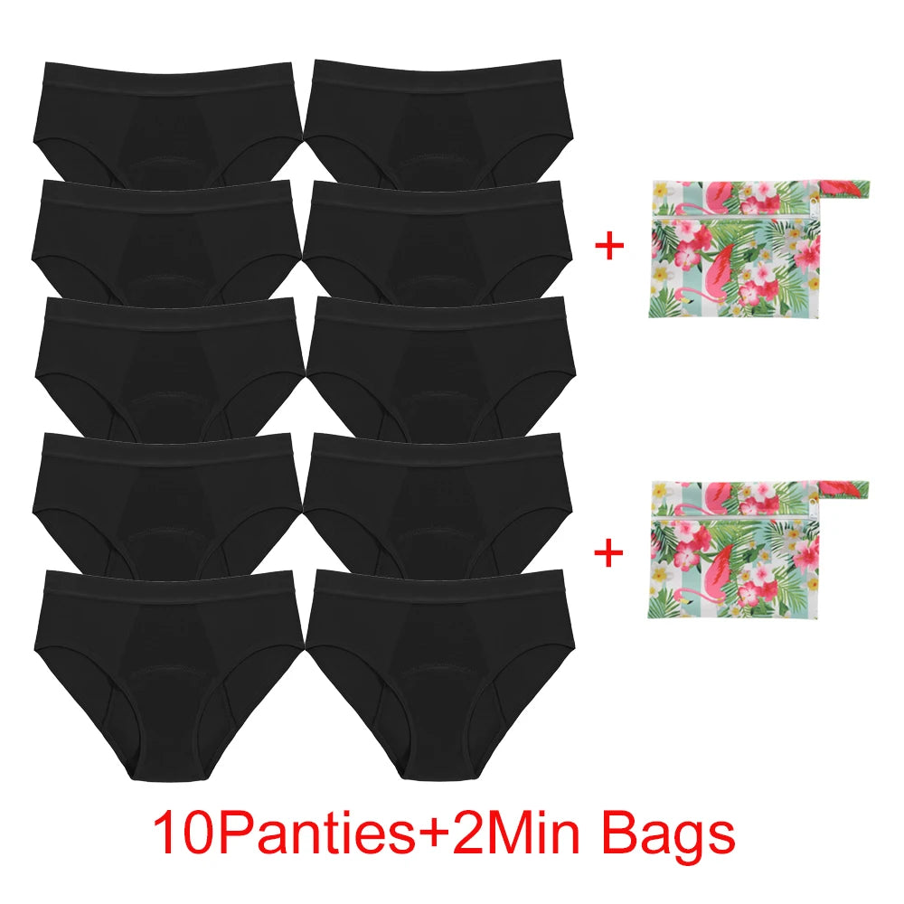 Bamboo Fiber Menstrual Panties Heavy Absorption Leakproof 4-Layer Women Maternity & Postpartum Undies Period Briefs With Bags