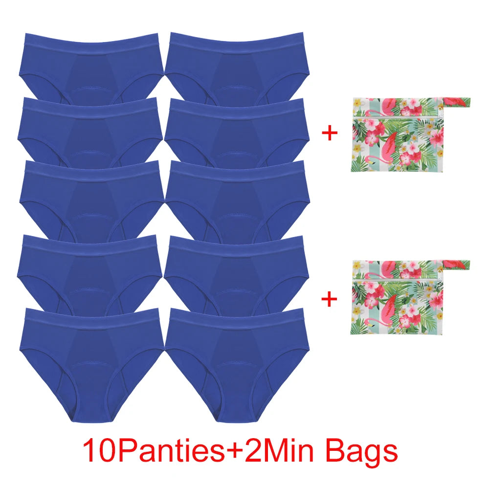 Bamboo Fiber Menstrual Panties Heavy Absorption Leakproof 4-Layer Women Maternity & Postpartum Undies Period Briefs With Bags