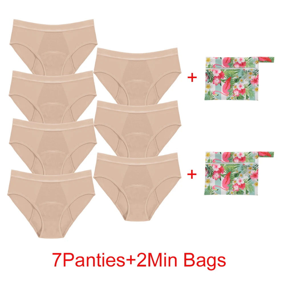 Bamboo Fiber Menstrual Panties Heavy Absorption Leakproof 4-Layer Women Maternity & Postpartum Undies Period Briefs With Bags