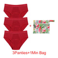 Bamboo Fiber Menstrual Panties Heavy Absorption Leakproof 4-Layer Women Maternity & Postpartum Undies Period Briefs With Bags