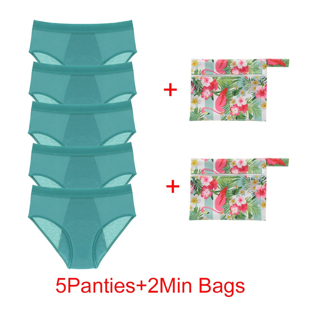 Bamboo Fiber Menstrual Panties Heavy Absorption Leakproof 4-Layer Women Maternity & Postpartum Undies Period Briefs With Bags