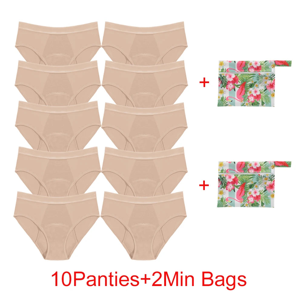 Bamboo Fiber Menstrual Panties Heavy Absorption Leakproof 4-Layer Women Maternity & Postpartum Undies Period Briefs With Bags