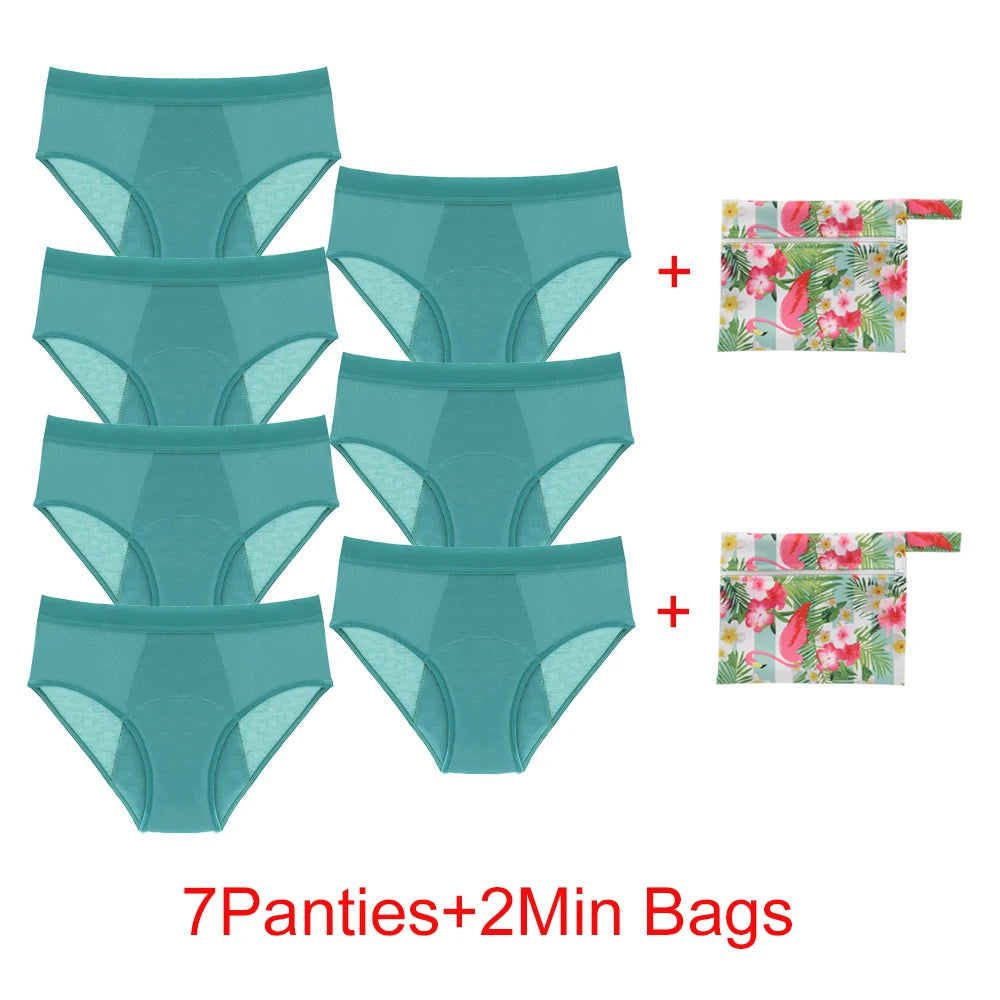 Bamboo Fiber Menstrual Panties Heavy Absorption Leakproof 4-Layer Women Maternity & Postpartum Undies Period Briefs With Bags