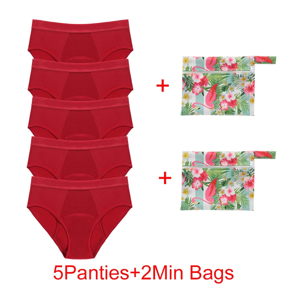 Bamboo Fiber Menstrual Panties Heavy Absorption Leakproof 4-Layer Women Maternity & Postpartum Undies Period Briefs With Bags