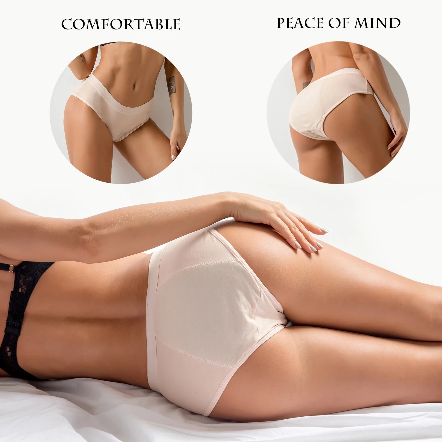 Bamboo Fiber Menstrual Panties Heavy Absorption Leakproof 4-Layer Women Maternity & Postpartum Undies Period Briefs With Bags