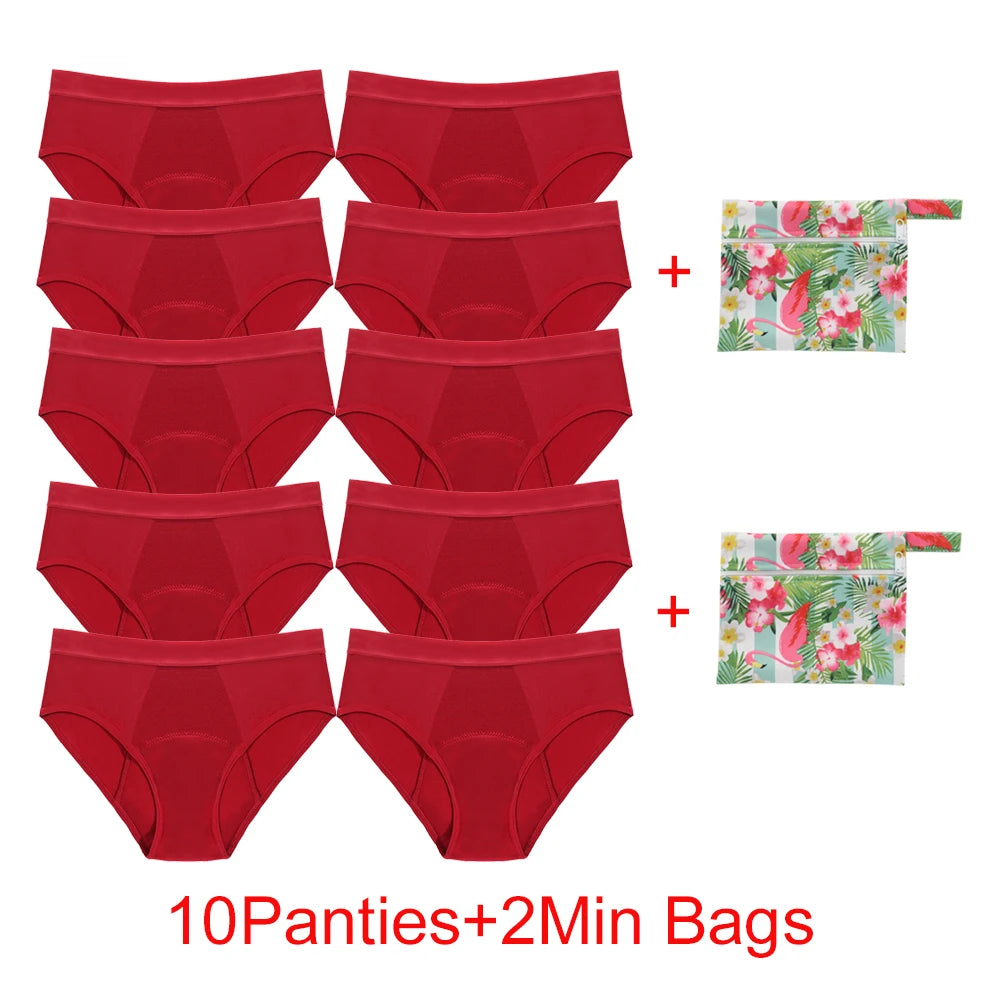 Bamboo Fiber Menstrual Panties Heavy Absorption Leakproof 4-Layer Women Maternity & Postpartum Undies Period Briefs With Bags