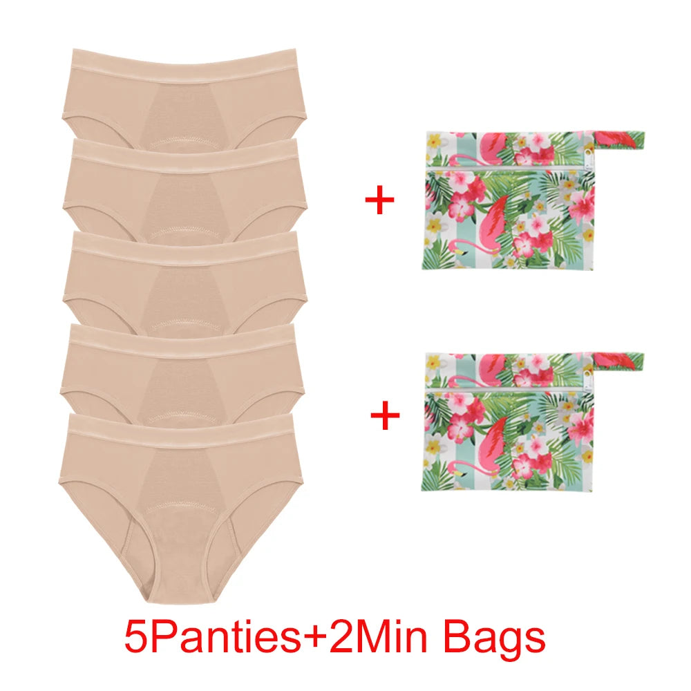 Bamboo Fiber Menstrual Panties Heavy Absorption Leakproof 4-Layer Women Maternity & Postpartum Undies Period Briefs With Bags