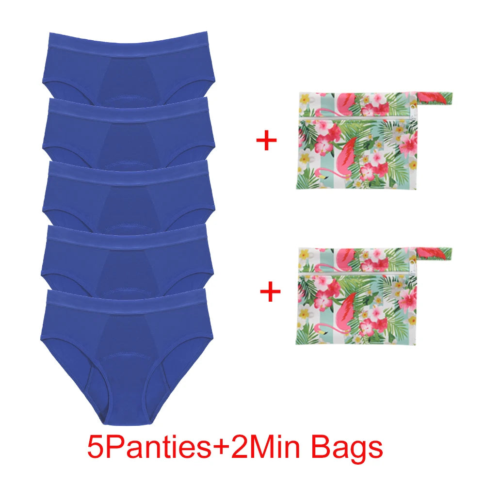 Bamboo Fiber Menstrual Panties Heavy Absorption Leakproof 4-Layer Women Maternity & Postpartum Undies Period Briefs With Bags