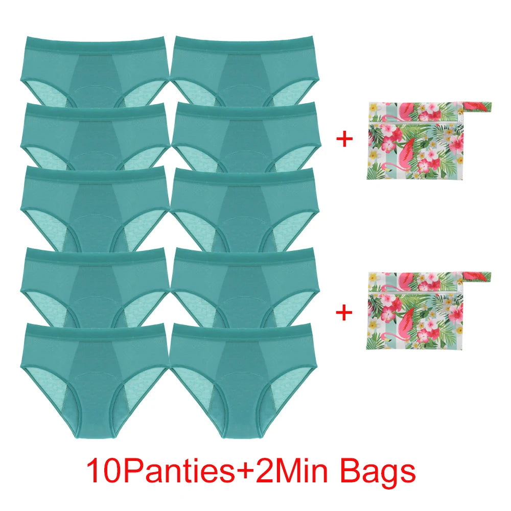 Bamboo Fiber Menstrual Panties Heavy Absorption Leakproof 4-Layer Women Maternity & Postpartum Undies Period Briefs With Bags