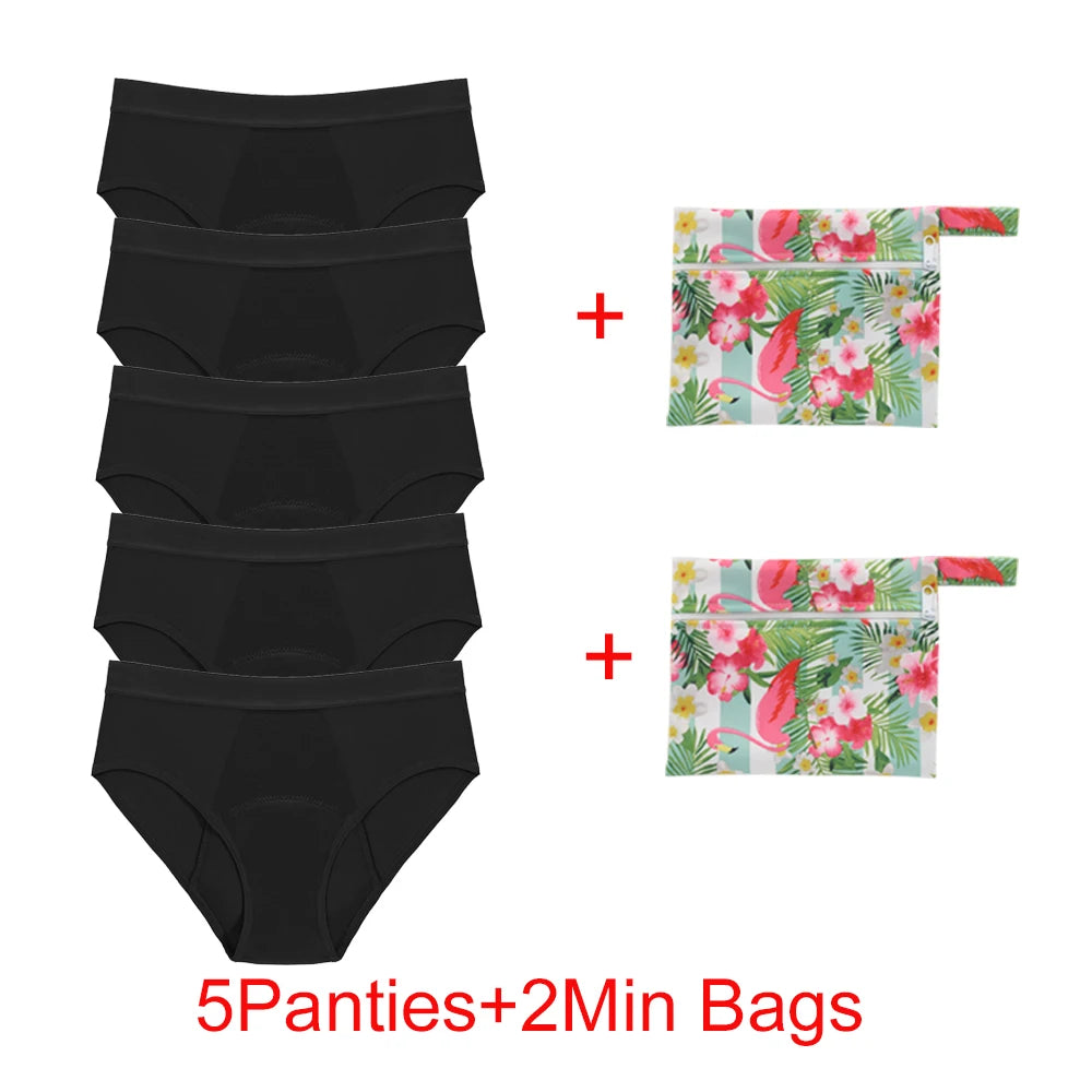 Bamboo Fiber Menstrual Panties Heavy Absorption Leakproof 4-Layer Women Maternity & Postpartum Undies Period Briefs With Bags